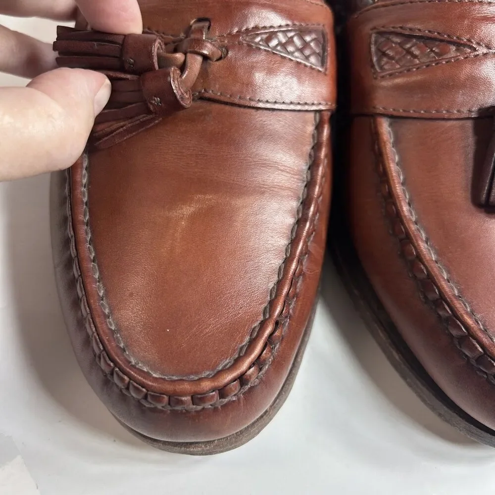Allen Edmonds Mens Shoes Size 10 Maxfield Brown Leather Tassel Loafers Braided